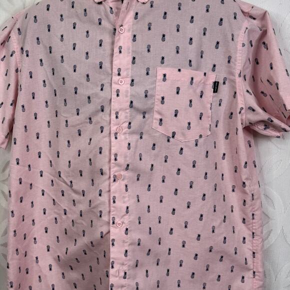 Molokai Surf Aloha Pink Pineapples‎ Cotton Short Sleeve Shirt Mens - Picture 3 of 6
